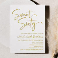 Gold White Sweet Sixty Minimal 60th Birthday Party