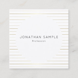 Gold White Template Modern Elegant Simple Design Square Business Card