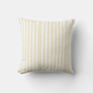 Gold White Throw Pillow