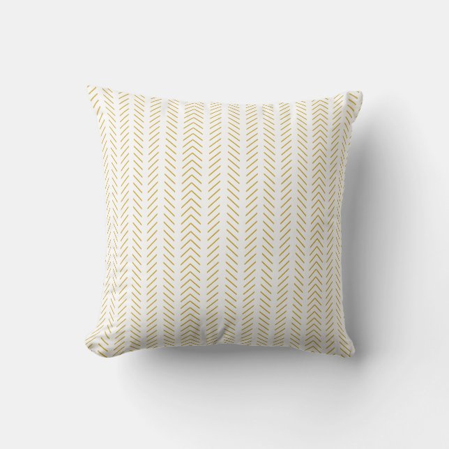 Gold White Throw Pillow (Front)