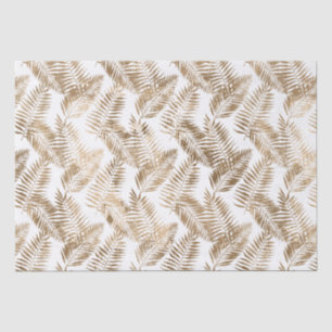 Gold White Tropical Leaves Tissue Paper