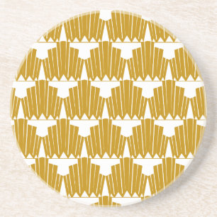 Gold & White Vintage Art Deco Pattern Coaster