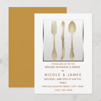 Gold White Vintage Utensils Wedding Rehearsal