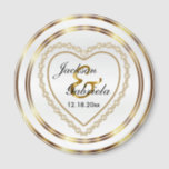 Gold & White Wedding / Anniversary Keepsake  Magnet<br><div class="desc">Wedding Day Favour Magnet. A Wedding Day Keepsake from the Bride and Groom or Anniversary couple ready to personalise. If need be... you can delete all text and start fresh with your own text, colour and font choices with the Zazzle design tool area. ✔Note: Not all template areas need changed....</div>