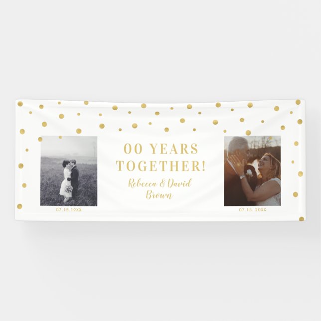Gold & White | Wedding Anniversary Party Banner (Horizontal)