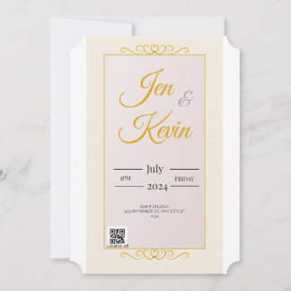 Gold white Wedding Invitation with sunflower BG