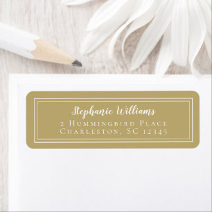 Gold White Wedding RSVP Modern Simple Chic Label Return Address Label