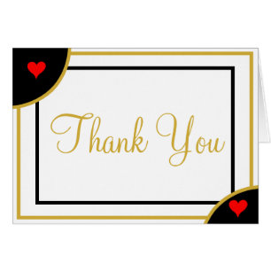 Gold Whte Black Wedding Hearts Thank You