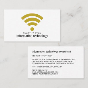 Gold Wi-Fi Logo, Information Technology, Computer Business Card