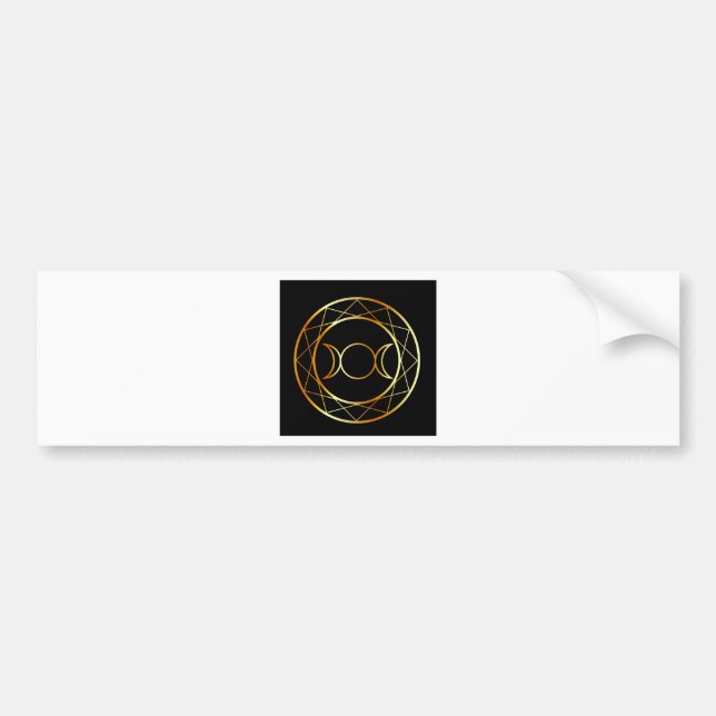 Gold Wiccan symbol Triple Goddess Bumper Sticker (Front)