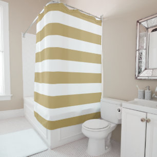Gold Wide Stripes Shower Curtain