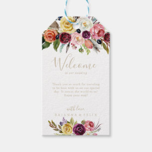 Gold Wild Feather Boho Tropical Wedding Welcome Gift Tags