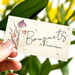 Gold Wildflower Boho Business Card
