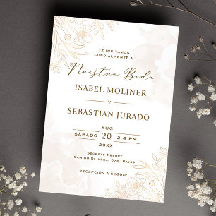 Gold Wildflower Nuestra Boda Spanish Wedding Invitation