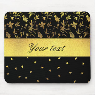 Gold Wildflowers and Scattered Triangles Mouse Pad
