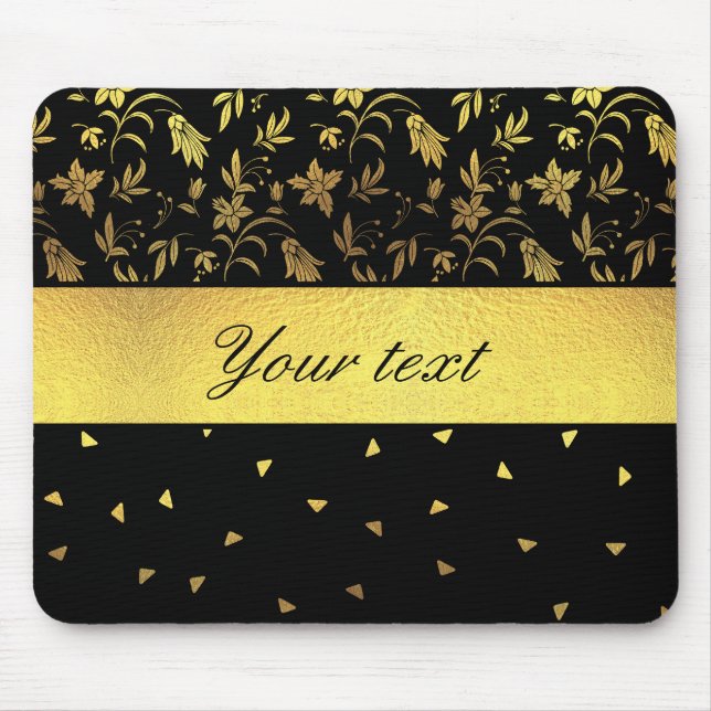 Gold Wildflowers and Scattered Triangles Mouse Pad (Front)