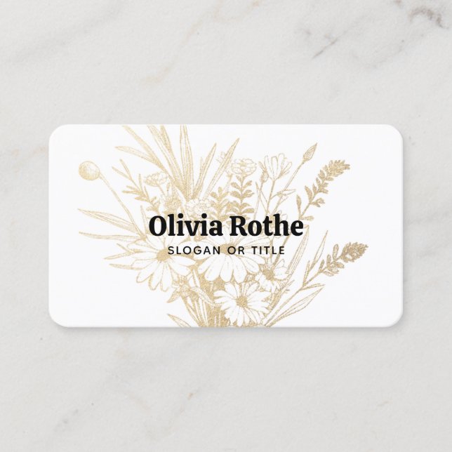 Gold Wildflowers Business Card (Front)