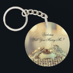 Gold Will You Marry Me Proposal Name Script  Key Ring<br><div class="desc">Gorgeous and elegant  “Will You Marry Me?” keychain.  This will positively make your proposal a truly memorable and special day.  She or he will surely say “Yes”. Congratulations!</div>