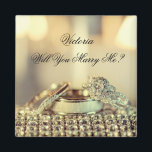 Gold Will You Marry Me Proposal Name Script  Magnet<br><div class="desc">Gorgeous and elegant “Will You Marry Me?” magnet. This will positively make your proposal a truly memorable and special day. She or he will surely say “Yes” by adding this beautiful magnet to a gift for her. She or he can attach it to any magnetic service to remember that special...</div>