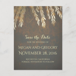 Gold Willow Tree Vintage Save the Date Announcement Postcard