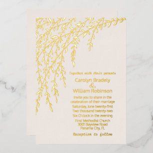 Gold Willows Ivory Wedding Foil Invitation