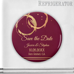 Gold Wine Stains Save the Date Magnet