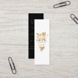 Gold Winery Elegant Sommelier Wine Maker Mini Business Card
