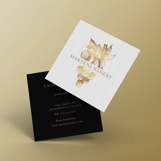 Gold Winery Winemaker Sommelier Elegant Square Business Card (Creator Uploaded)