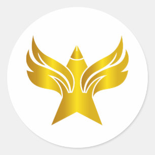 Gold Winged Star Freedom and Heraldry Classic Round Sticker