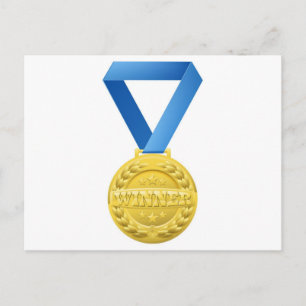 gold winners medal postcard