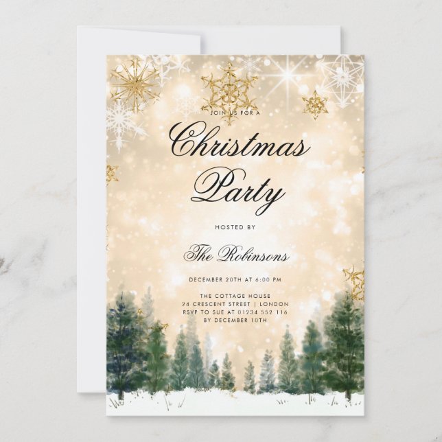 Gold Winter Christmas Invite Program Menu  (Front)