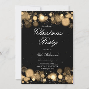 Gold Winter Christmas Party Invite Program & Menu