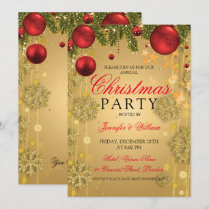 Gold Winter Glam Christmas Holiday Party Invitation