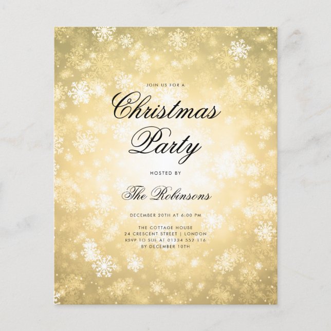 Gold Winter Holiday Invite Program & Menu (Front)