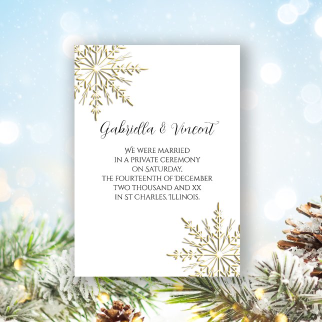 Gold Winter Snowflake Private Marriage / Elopement Invitation (Creator Uploaded)