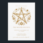 Gold Winter Solstice Party Invitation<br><div class="desc">A rustic wood pentacle,  entwined with vibrant florals,  is at the heart of this solstice celebration party invitation with gold typography. A rustic bohemian style for your Yule celebration.</div>