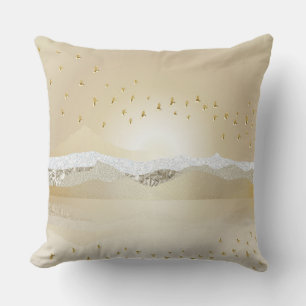 Gold Winter Sunset Mountain Reflection In Water   Cushion
