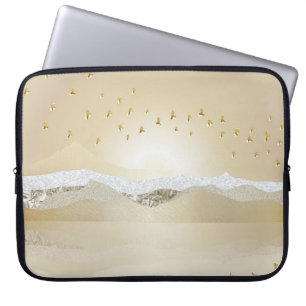 Gold Winter Sunset Mountain Reflection In Water Laptop Sleeve