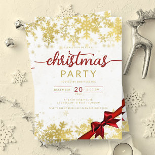 Gold Winter Wonder Company Christmas  Invitation