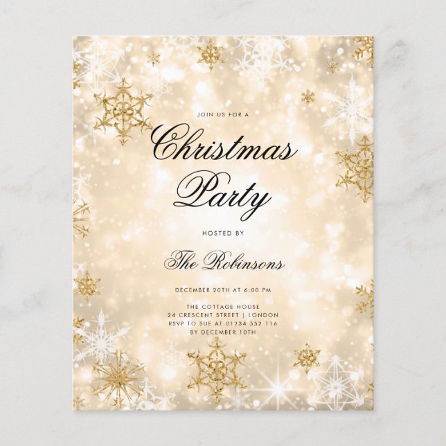 Gold Winter Wonder Holiday Invite Program & Menu (Front)