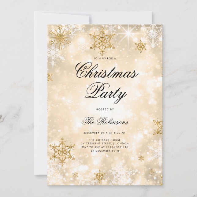 Gold Winter Wonder Holiday Invite Program & Menu (Front)