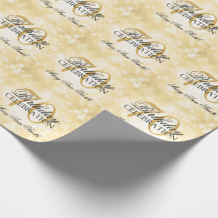Gold Winter Wonderland 70th Birthday Party Wrapping Paper