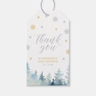 Gold Winter Wonderland Baby Shower Thank you Favou Gift Tags