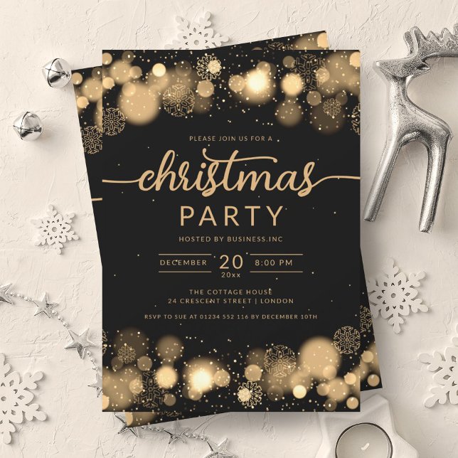 Gold Winter Wonderland Company Christmas  Invitation (Gold Winter Wonderland Company Christmas Invitation)