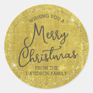 Gold Wishing You Merry Christmas Custom Stickers