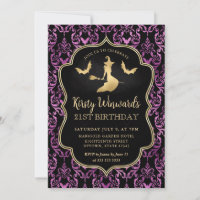 Gold Witch and Bats Damask 21st Birthday