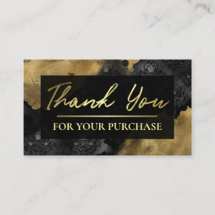 Gold With Black Damask Thank You For Your Purchase Business Card