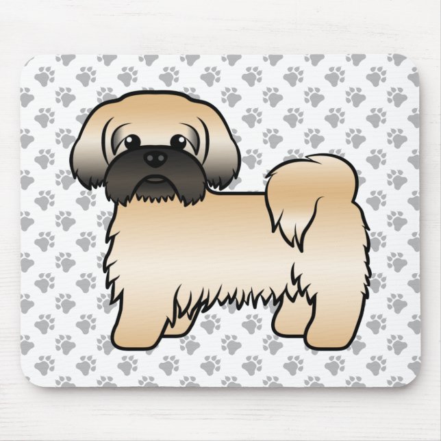 Gold With Black Mask Shih Tzu Cute Cartoon Dog Mouse Pad (Front)