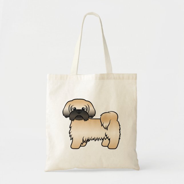 Gold With Black Mask Shih Tzu Cute Cartoon Dog Tote Bag (Front)