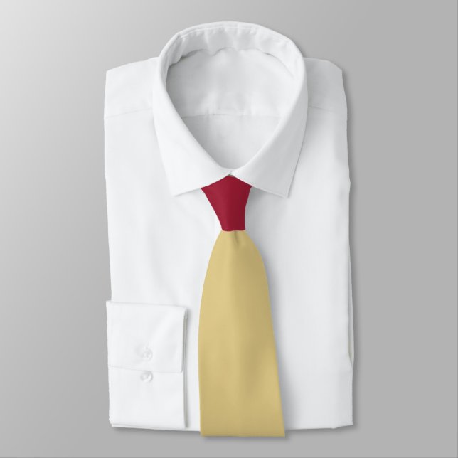 Gold with Burgundy Knot Contrast Tie (Tied)